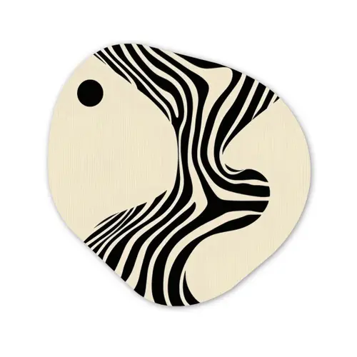 Beige - Lijnen - Golvend -  Abstract Wandcirkel Organisch Aluminium middel -3d
