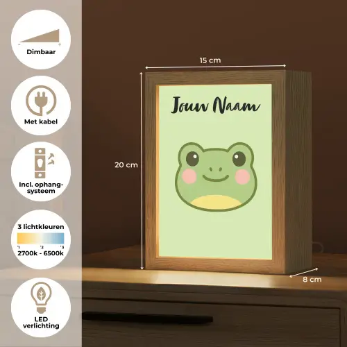 Kikker - Groen - Gezichtje Light Box met kabel (Kinderlampje) klein -USP_NL