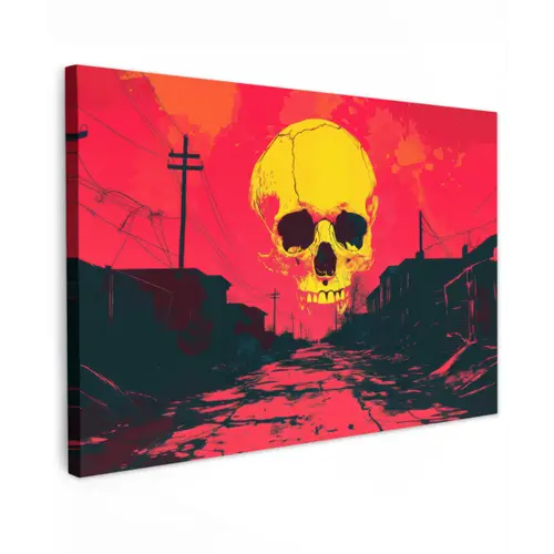 Straat - Verlaten - Schedel - Geel canvas 2cm klein -z3d