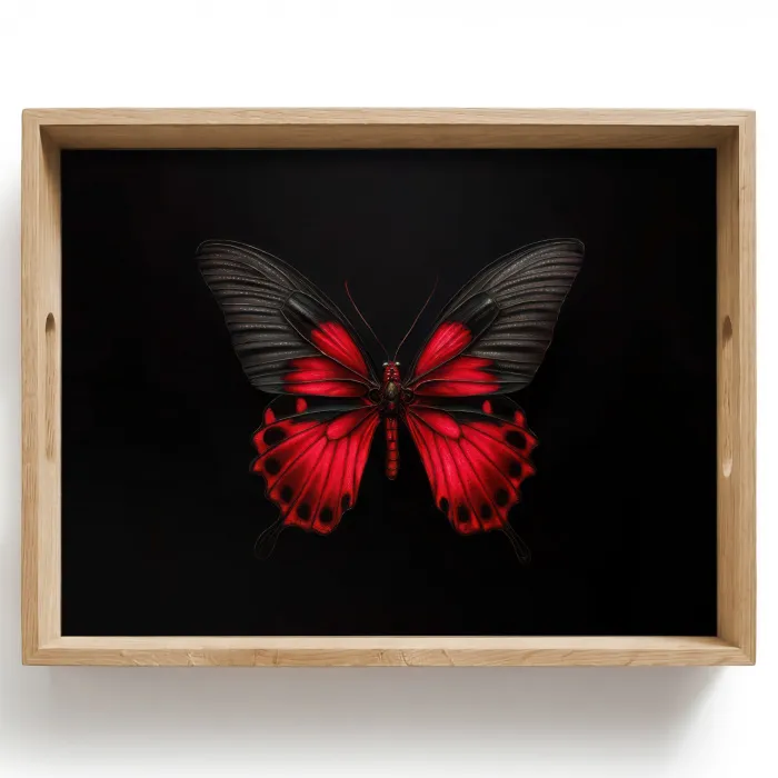 Vlinder - Rood - Contrast Dienblad Rechthoek middel -z3d_shopping