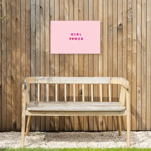 Girl power - Roze - Hartje Tuinposter op houten frame 2 cm dik klein -sfeer4