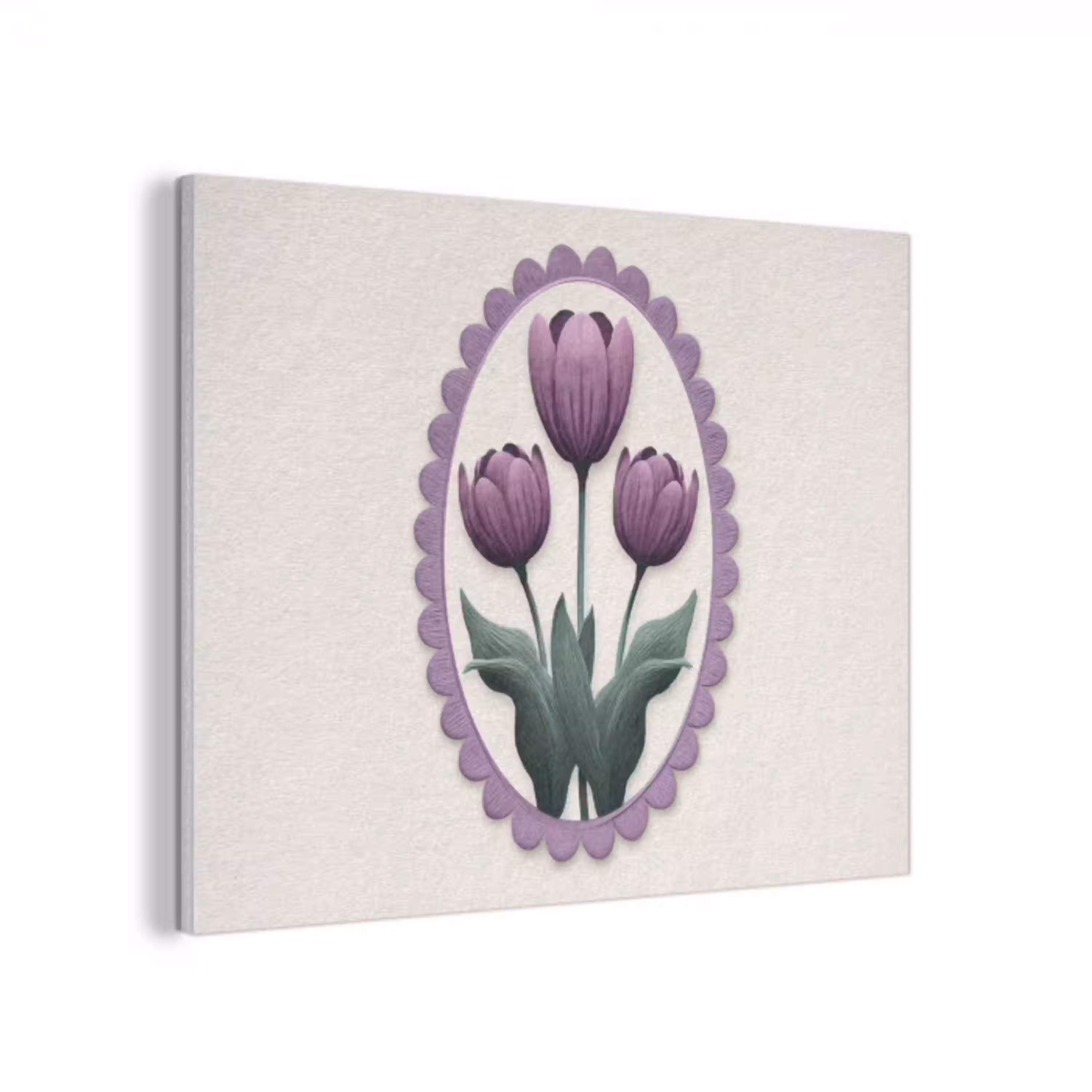 Tulpen - Paars - Lijst - Bladeren PET vilt klein -3d