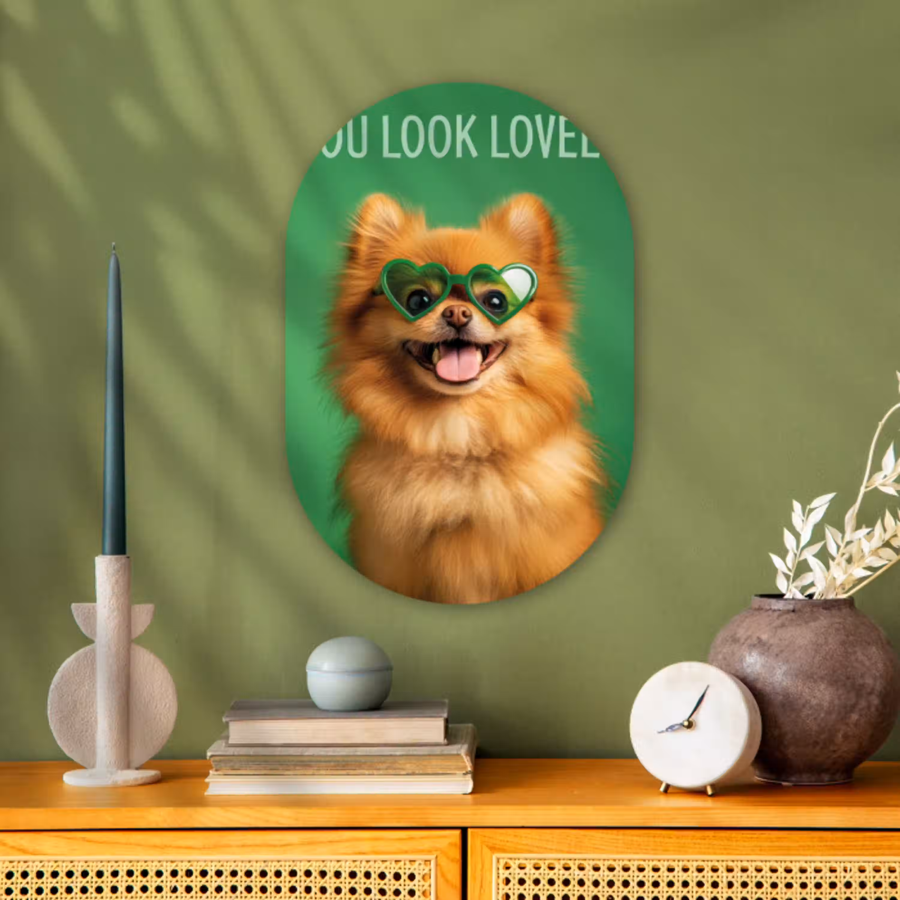 Hond - Zonnebril - Valentijn - Love Wandcirkel Ovaal Forex klein -sfeer2
