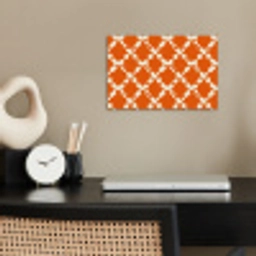 Oranje - Ruitpatroon - Wit poster papier klein 62 -sfeer1
