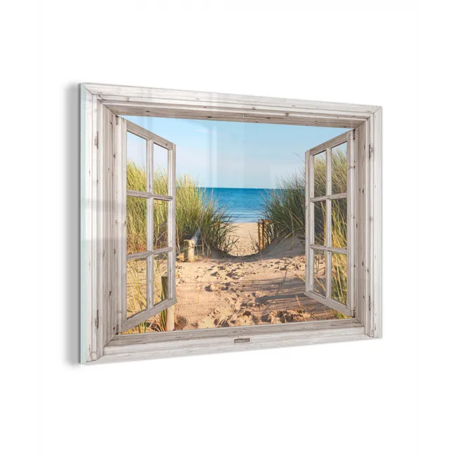 Doorkijk - Strand - Zee - Duinen - Zand - Water - Helmgras plexiglas 5mm klein -z3d
