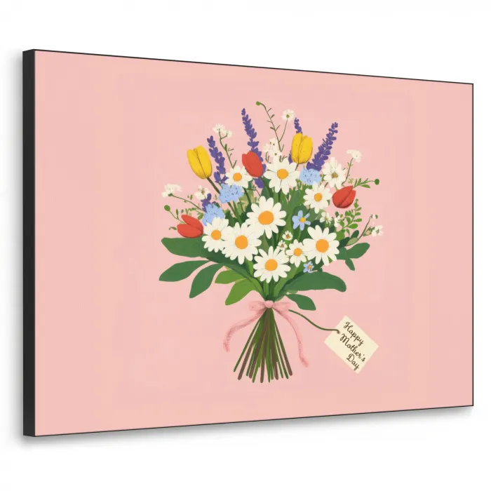 Bloemen - Lint - Kaartje Textielframe zwart klein -3d