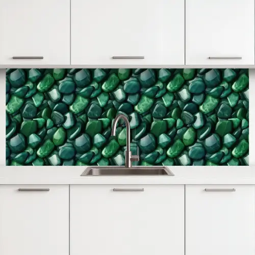 Groen - Glanzende - Kiezels keuken achterwand 2 middel 871 -3d