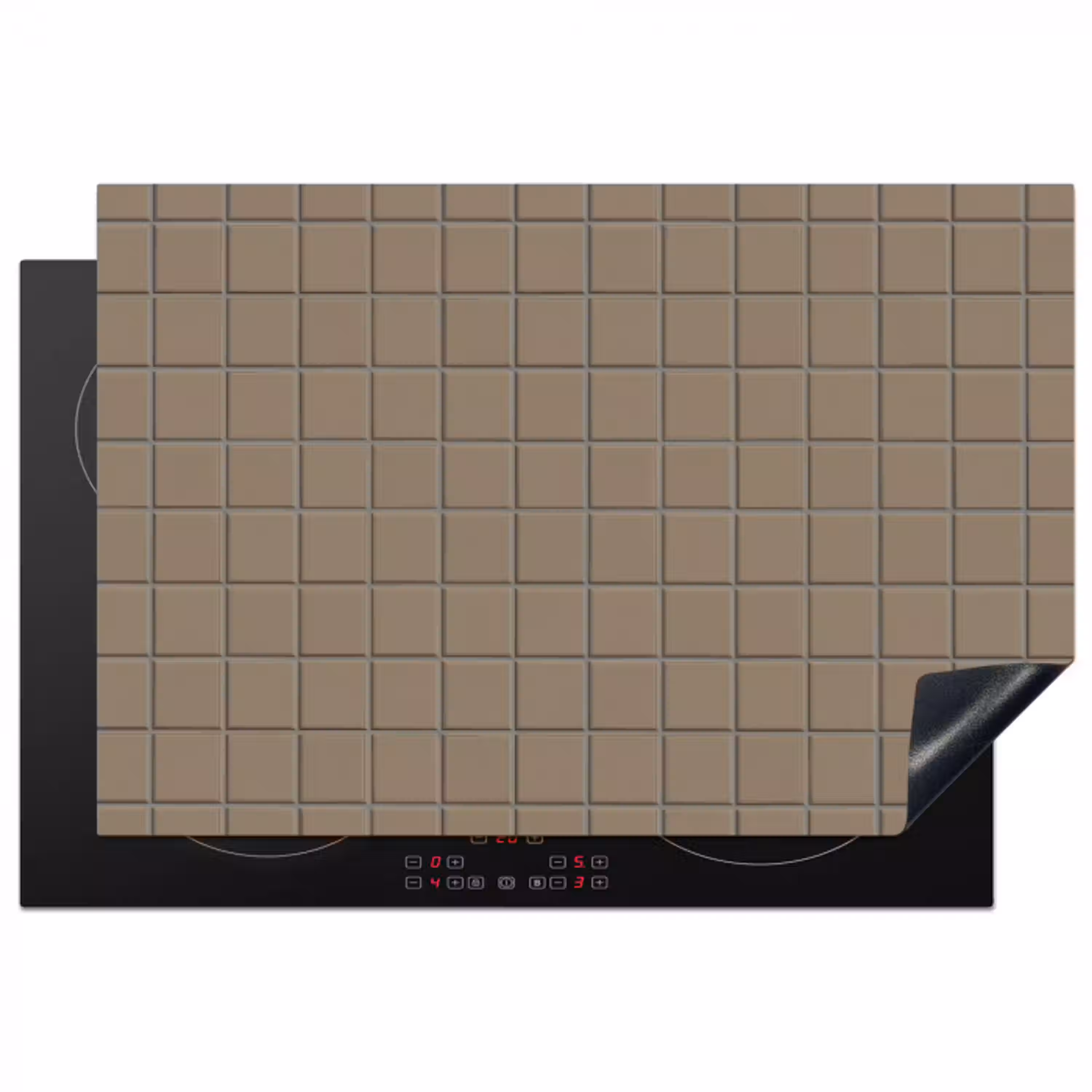 Tegel - Patroon - Taupe Inductie beschermer vinyl 3mm klein 276 -3d
