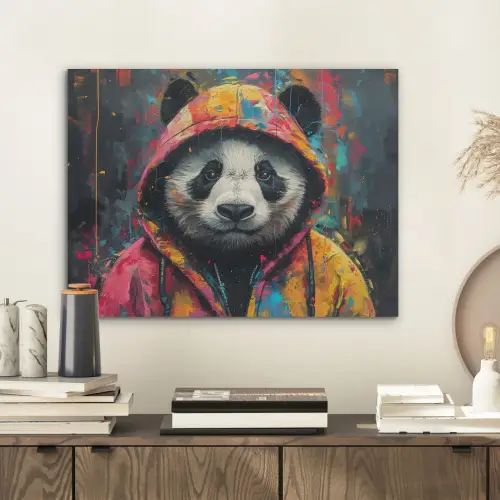 Graffiti - Panda - Jas - Kleurrijk PET vilt klein -sfeer1