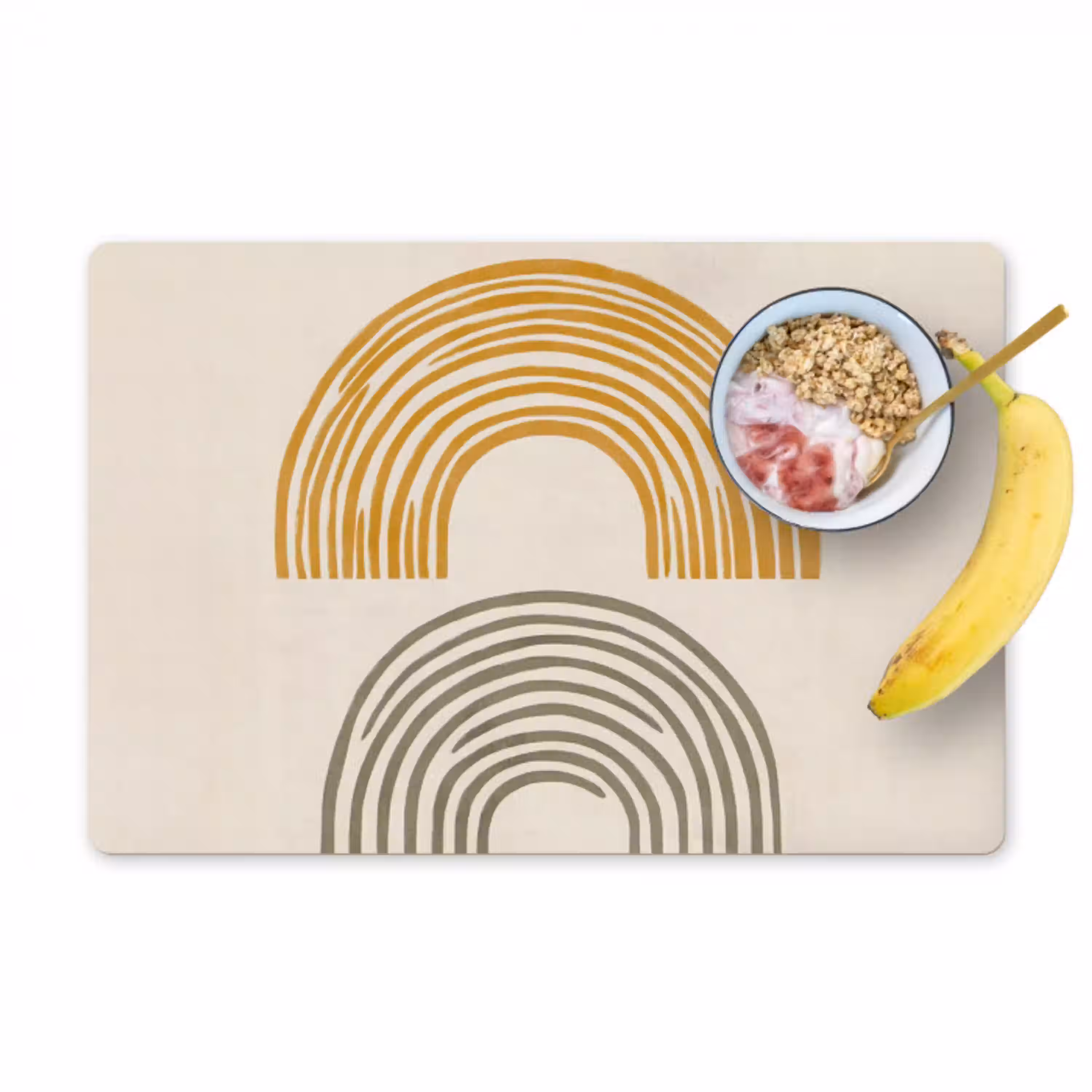 Bogen - Lijnen - Oranje - Minimalistisch Placemat vinyl groot -zzzproduct_Kitchenyeah-website