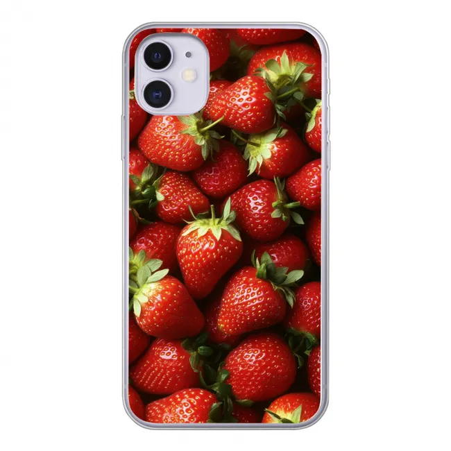 Aardbei - Fruit - Rood Telefoonhoesje iPhone 11 klein -3d