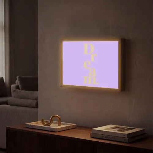 Dream - Paars - Typografisch Light Box met batterij (Wandlamp) middel -sfeer1