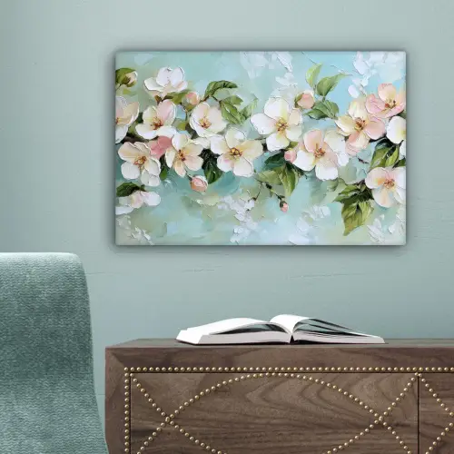 Bloesem - Bladeren - Lichtblauw canvas 2cm klein -sfeer4