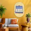 Eieren - Doos - Minimalistisch - Blauw Wandcirkel Ovaal Glas middel -sfeer4