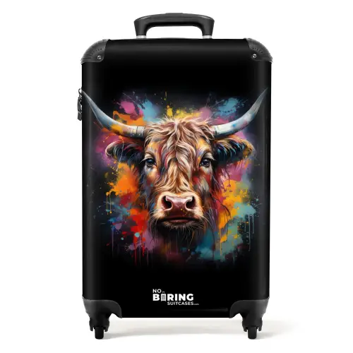 Schotse hooglander als graffiti art Koffer - NBS - Handbagage middel -productfoto_recht