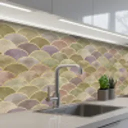 Zacht - Goud - Kleurrijk keuken achterwand 2 middel 871 -3d_schuin