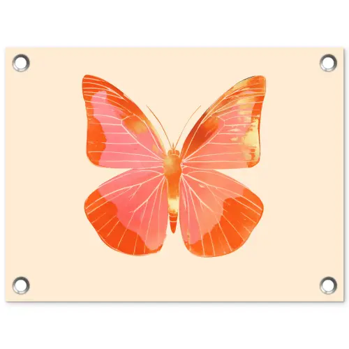 Vlinder - Minimalistisch - Roze tuinposter los doek klein -3d