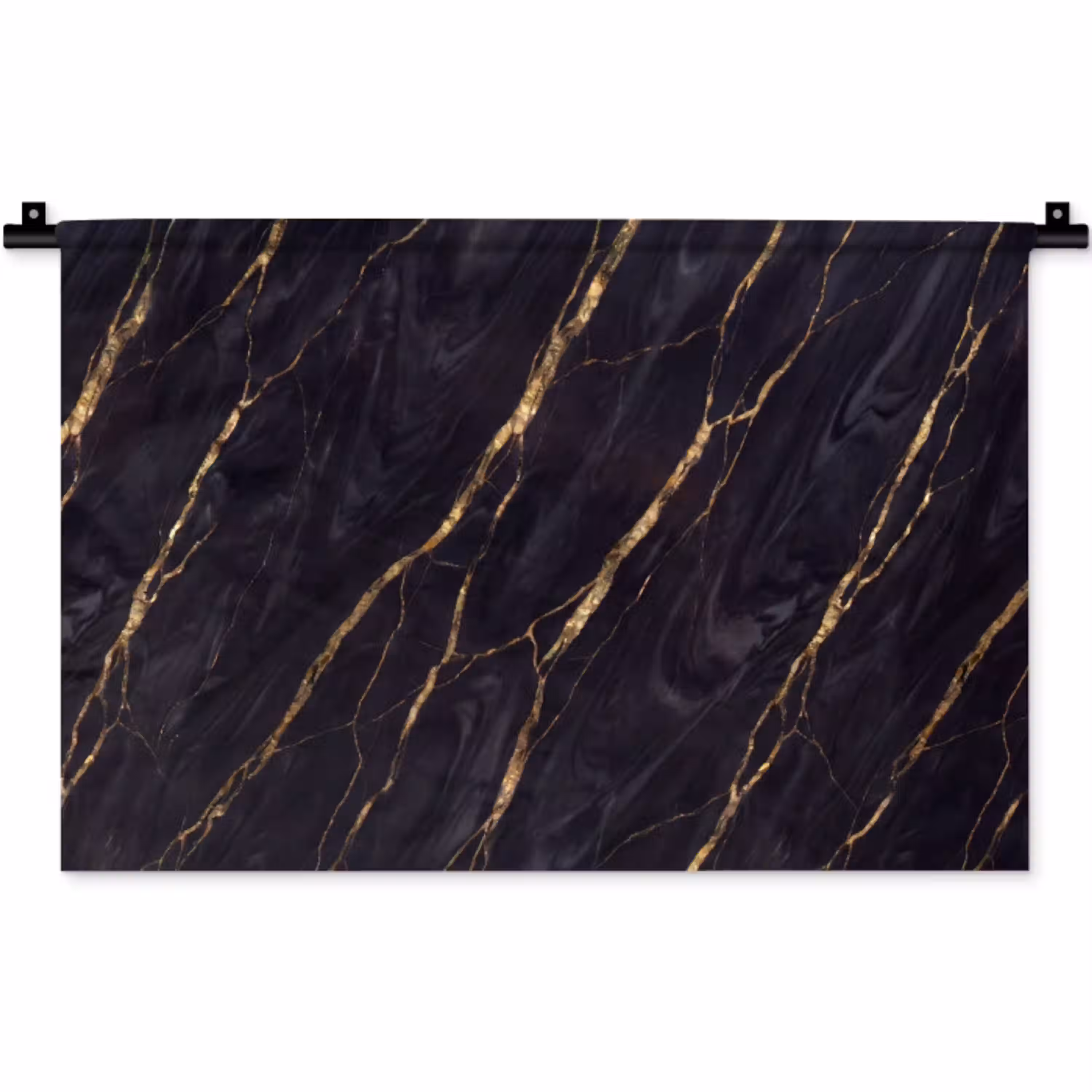 Marmer - Gouden aders - Abstract - Zwart Wandkleed katoen klein -zz3d
