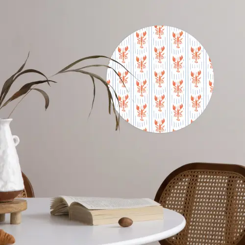 Zee - Kreeft - Oranje - Blauw Wandcirkel behangsticker klein 186 -sfeer3
