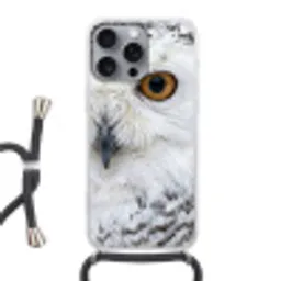 Sneeuwuil - Oog - Wildlife - Wit Hoesje iPhone 16 Pro Max met koord klein -3d