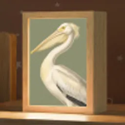 Pelikaan - Wit - Vogel - Klassiek - Natuur Light Box met kabel (Kinderlampje) klein -zzz_3d_website