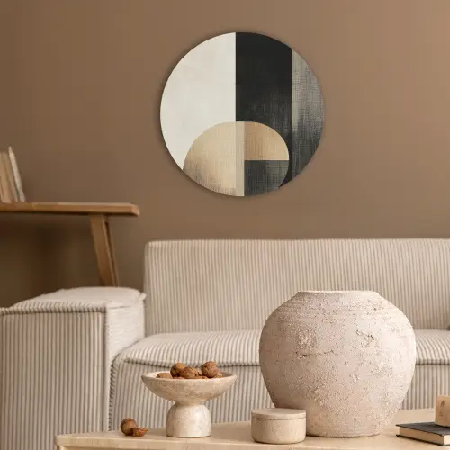 Vormen - Modern - Zwart Akoestische PET Vilt - Rond klein -sfeer1