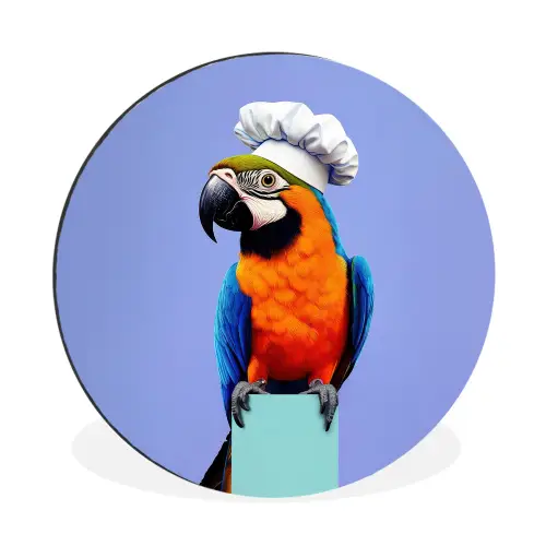 Papegaai - Koksmuts - Vogel - Leuk Wandcirkel aluminium klein -3d