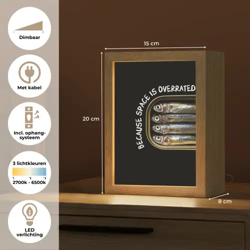 Sardines - Tekst - Vis - Blik Light Box met kabel (Tafellamp) klein -USP_NL
