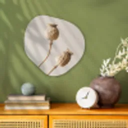 Papaverbollen - Droogbloemen - Minimalistisch - Beige - Rustig Wandcirkel Organisch Forex 3mm klein -sfeer2
