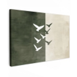 Japandi - Vogel - Groen Tuinposter op houten frame 2 cm dik klein -3d