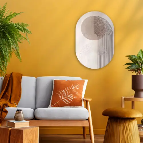Minimalistisch - Cirkel - Lichtgrijs Wandcirkel Ovaal Forex klein -sfeer4