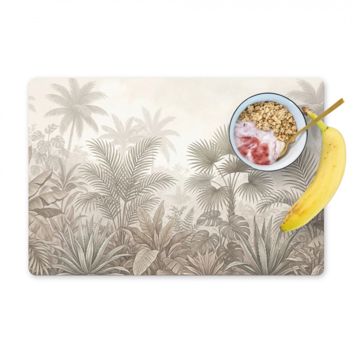Jungle - Tropisch - Natuur -Vintage - Beige Placemat vinyl groot -zzzproduct_Kitchenyeah-website