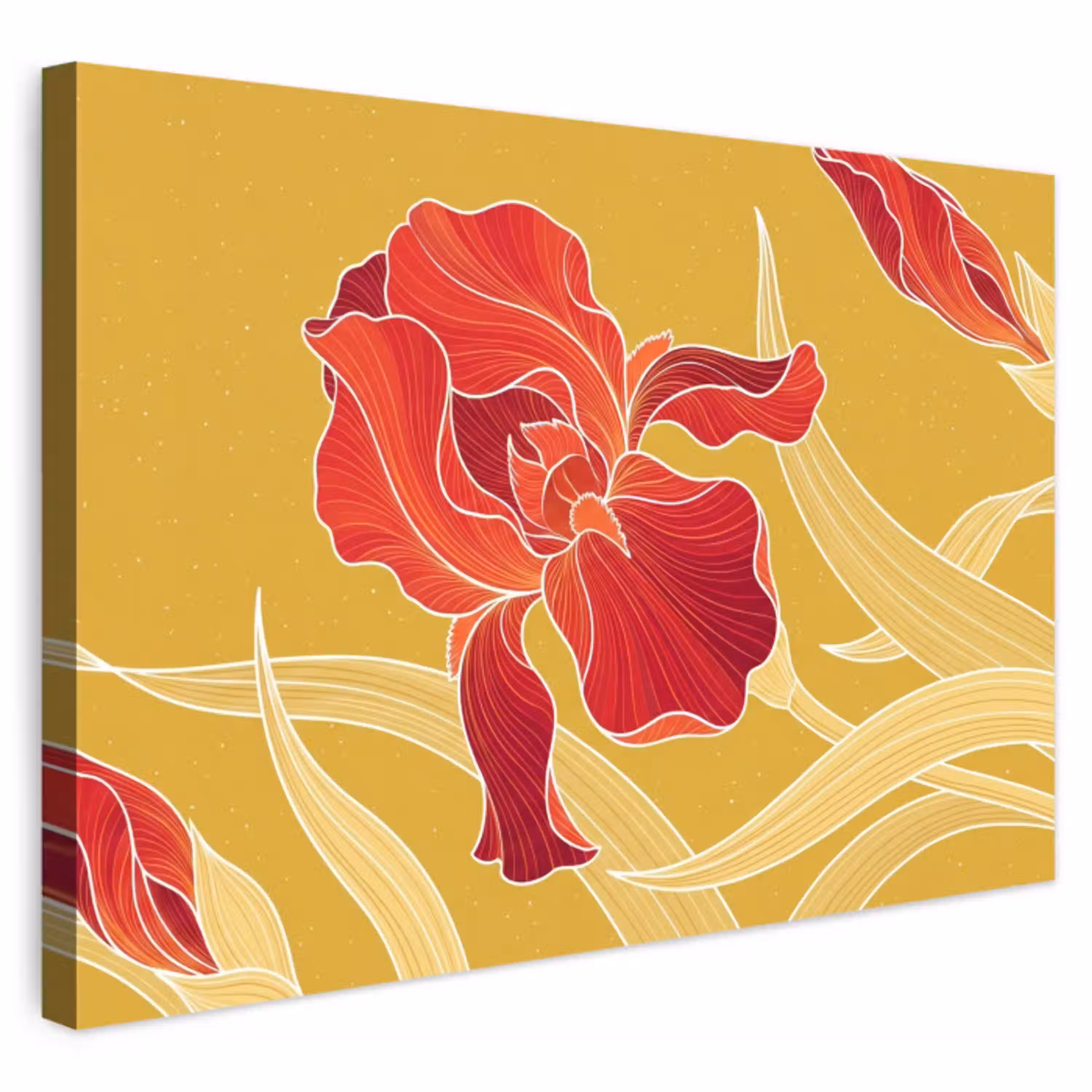 Bloemen - Illustratie - Rood Tuinposter op houten frame 2 cm dik klein -3d