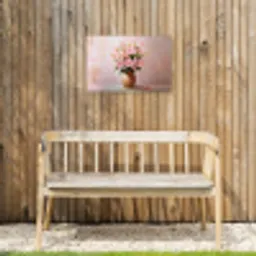 Vaas - Bloemen - Roze Tuinposter op houten frame 2 cm dik klein -sfeer4
