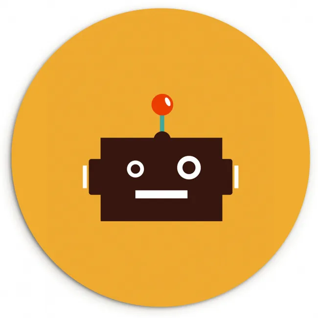 Robot - Gezicht - Antenne - Geel - Jongens - Kind Wandcirkel kunststof plaat 5mm dik klein -3d