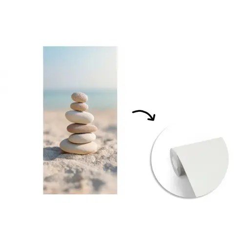 Stenen - Stapel - Zand - Zee fotobehang vinyl groot -3d