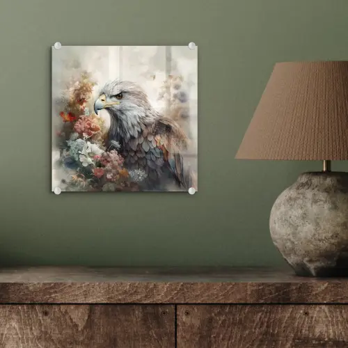 Arend - Adelaar - Vogel - Bloemen - Natuur plexiglas 5mm klein -sfeer3