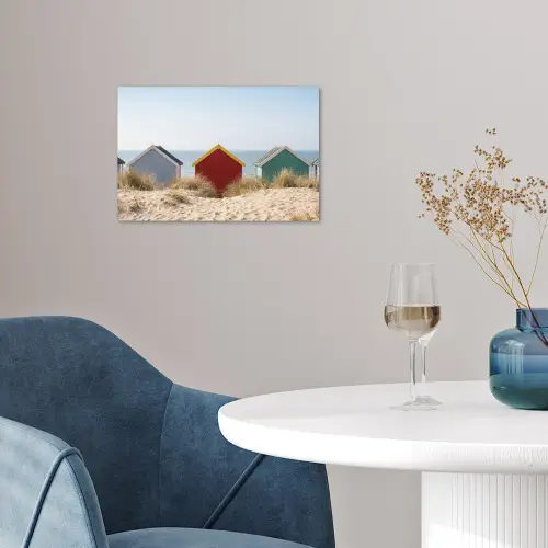 Strand - Huisjes - Kleurrijk - Duinen poster papier klein -sfeer3