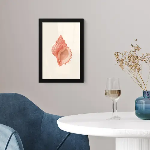 Schelp - Roze - Structuur fotolijst zwart zonder passe partout klein -sfeer4