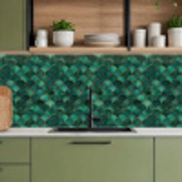 Schubben - Structuur - Diepgroene - Goud keuken achterwand 2 middel 871 -sfeer3