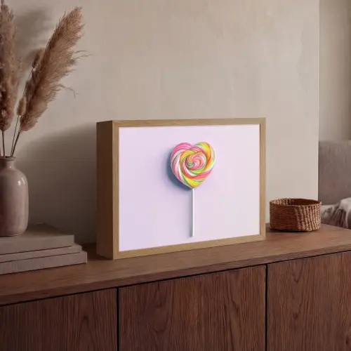 Hart - Lolly - Snoep Light Box met batterij (Wandlamp) middel -sfeer2