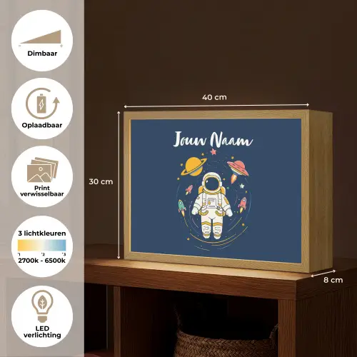 Astronaut - Planeten - Raket Light Box met batterij (Wandlamp kind) middel -USP_websiteoverzichtNL