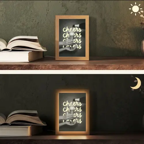 Cheers - Wijn - Zwart - Wit Light Box met kabel (Tafellamp) klein -sfeer3