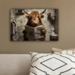 Schotse hooglander - Toilet - Krant - Badkamer canvas 2cm klein -sfeer3