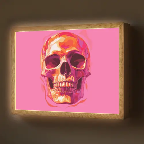 Felroze - Tanden - Schedel Light Box met batterij (Wandlamp) middel -z3d_website