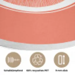 Watermeloen - Lijnen - Koraalrood Akoestische PET Vilt - Rond klein -closeup_DE