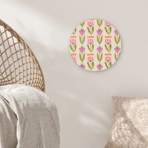 Love - Patroon - Bloemen - Hartjes Wandcirkel plexiglas klein 852 -sfeer5