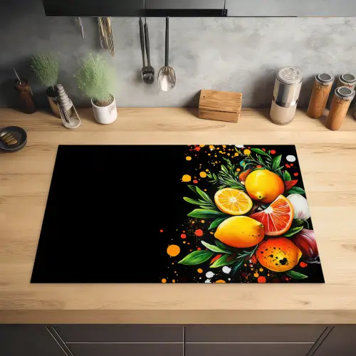 Citroenen - Zwart - Kruiden - Graffiti - Verf Inductie beschermer vinyl 3mm klein -sfeer5