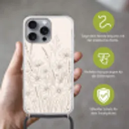 Minimalistisch - Modern - Bloemen - Beige Hoesje iPhone 16 Pro Max met koord klein -sfeer2_DE