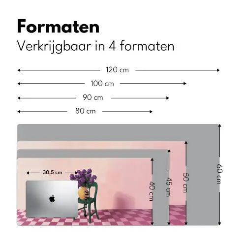 Stoel - Vaas - Bloemen - Geblokt Muismat XXL klein -sfeer5